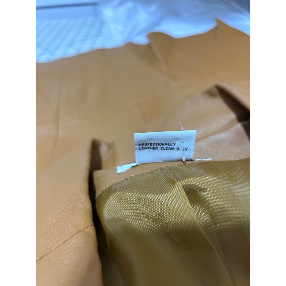 Bagatelle 8 Vintage Leather Blazer Tan Camel 90s Y2K Professional Neutral Jacket - Picture 11 of 12